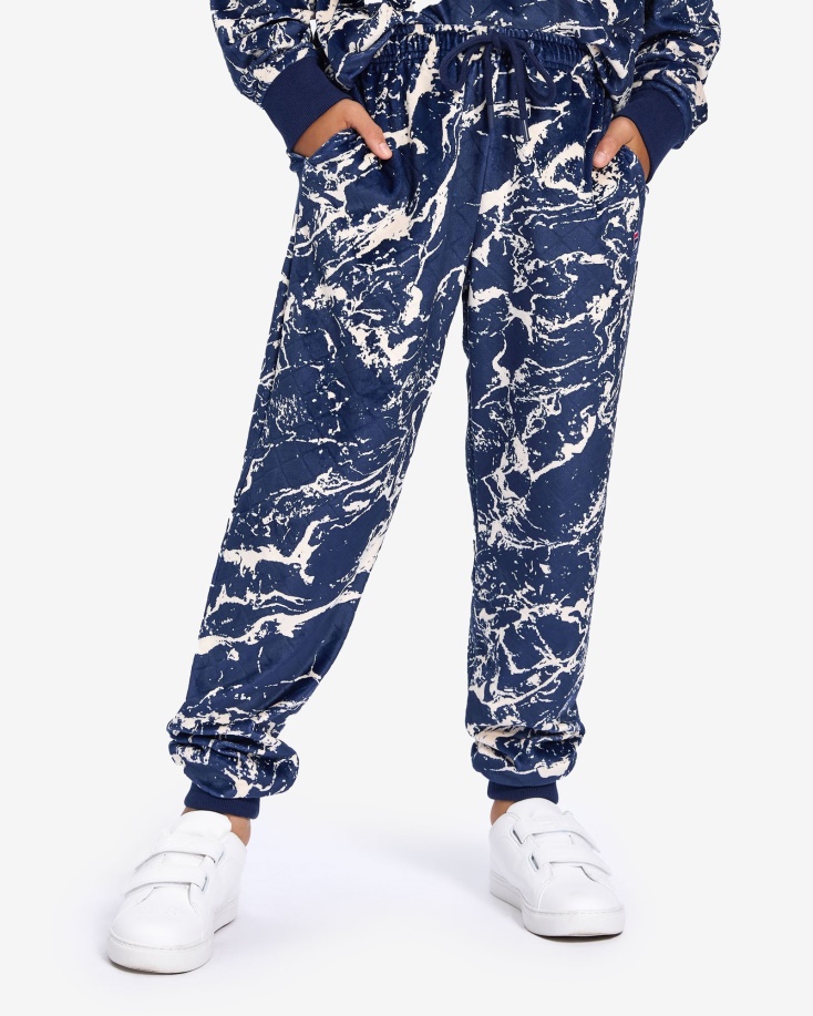 μαρμάρινο παιδικό παντελόνι Fila Navy