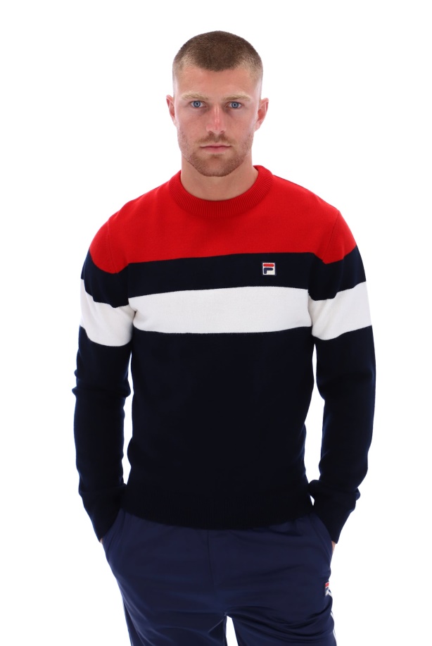 Abner πλεκτό χρώμα μπλοκαρισμένο Crew Fila